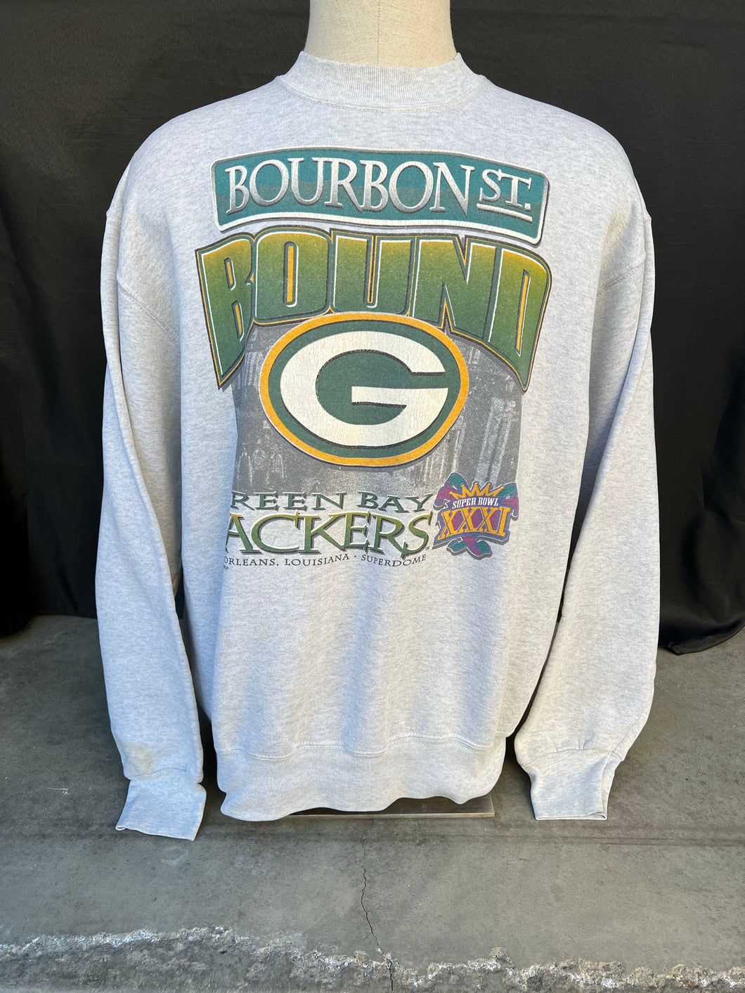 Bourbon St. Bound Green Bay Packers Superbowl XXXI Pullover Sweater size XL!